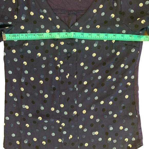 NWOT Fortune + Ivy Stitch Fix | Navy Polka Dot V-neck 3/4 Sleeve Top Blouse | XS - Picture 7 of 9
